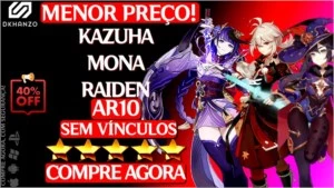 GENSHIN IMPACT CONTA COM KAZUHA RAIDEN MONA AR 5-10