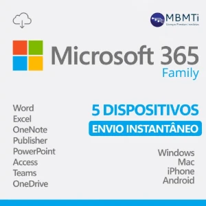 Office 365  - 5 Dispositivos licenciado 1 ano - Softwares e Licenças