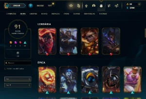 Fullacesso - Conta De 2015 - 91 Skins - Level 169 - 109 Camp - League of Legends LOL