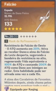 genshin -Keqing espada falcão 5 estrelas - Genshin Impact