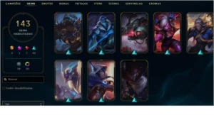 Conta de LoL Gold 3, Todos os Champs e 143 skins (Nv 396) - League of Legends