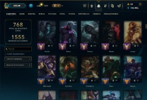 Bronze 4 com TODOS os Champs e 489 Skins ( ADC / SUP / TOP ) - League of Legends LOL