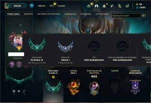 Conta Platina 4 com TODOS os champs e 141 Skins + 50 Espolio - League of Legends LOL
