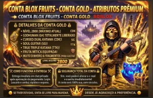 Conta Blox Fruits 2800+Gh+Cdk+Soulguitar+Ttk+Mítica+Puzzlev4 - Roblox