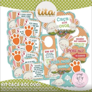 Kit Arquivos de Corte Páscoa Caça aos Ovos pdf + PNG - Outros
