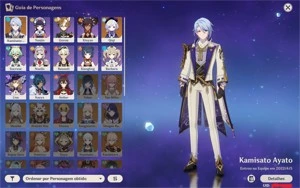 Conta com Ayato e a espada dele (Maremoto) e Qiqi (lvl 38) - Genshin Impact