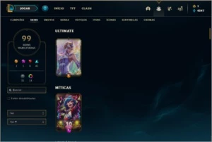 Conta platina 3 com 88 champs e 99 skins ( MAIN ADC ) - League of Legends LOL