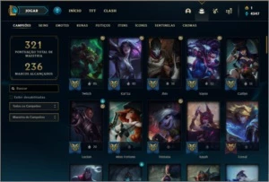 Conta platina 3 com 88 champs e 99 skins ( MAIN ADC ) - League of Legends LOL