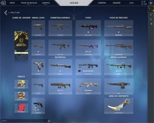 CONTA VALORANT COM SKINS PARA ARMAS PRINCIPAIS E FACA