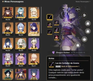 Ar58✔️com Raiden C2 ✚ Arma assinatura T5 ✔️ - Genshin Impact
