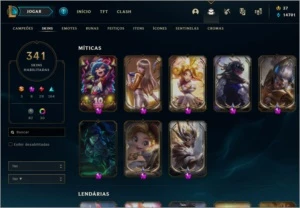 Conta LoL Todos campeões, Elo Gold,341 Skins, Todos Eternos! - League of Legends