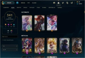 Conta LoL Todos campeões, Elo Gold,341 Skins, Todos Eternos! - League of Legends