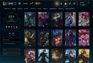 Unranked com TODOS os champs e 321 Skins ( Nivel 485 ) - League of Legends LOL