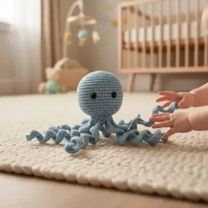 Polvo Newborn Azul Amigurumi - Artesanato e Personalizados