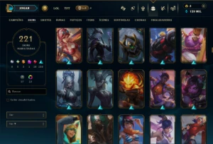 Ouro 2 com TODOS os Champs e 221 Skins ( MID / ADC / JG ) - League of Legends LOL