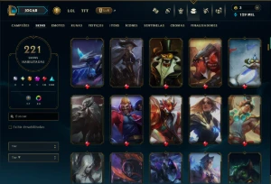 Ouro 2 com TODOS os Champs e 221 Skins ( MID / ADC / JG ) - League of Legends LOL