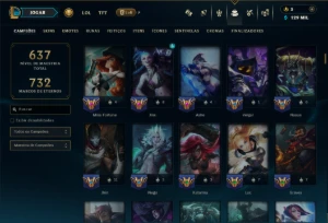 Ouro 2 com TODOS os Champs e 221 Skins ( MID / ADC / JG ) - League of Legends LOL