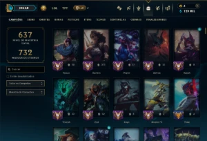 Ouro 2 com TODOS os Champs e 221 Skins ( MID / ADC / JG ) - League of Legends LOL