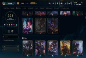 Ouro 2 com TODOS os Champs e 221 Skins ( MID / ADC / JG ) - League of Legends LOL