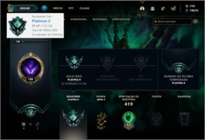 Conta platina 2 com 116 skins, 135 champs ( 6 vitoriosas ) - League of Legends LOL