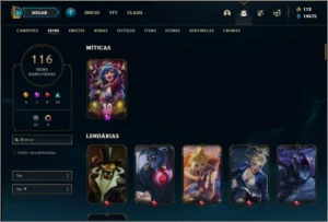 Conta platina 2 com 116 skins, 135 champs ( 6 vitoriosas ) - League of Legends LOL