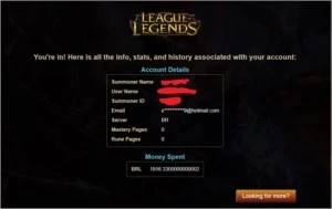 Conta lol - lvl45 - 164 skins - ouro 5 - 94k EA - League of Legends
