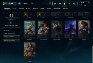 Unranked com 31 Champs e 5 Skins + 2 Fragmentos - League of Legends LOL