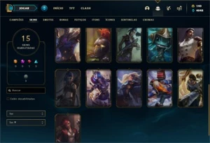 Conta Unranked com 41 Champs e 15 Skins + 1 Fragmento - League of Legends LOL