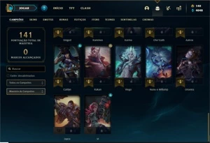 Conta Unranked com 41 Champs e 15 Skins + 1 Fragmento - League of Legends LOL