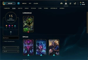 Conta Unranked com 41 Champs e 15 Skins + 1 Fragmento - League of Legends LOL