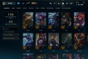 Bronze 1 com 80 Champs e 14 Skins - League of Legends LOL
