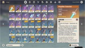 Conta Genshin AR 40 - Diluc, Qiqi e Keqing - Genshin Impact