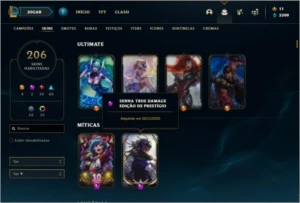 Conta prata 2 com 125 champs e 206 skins ( MAIN JG / SUP ) - League of Legends LOL