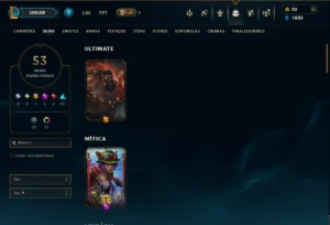 Platina 3 com TODOS os Champs e 53 Skins ( TOP / JG / MID ) - League of Legends LOL