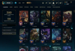 Platina 3 com TODOS os Champs e 53 Skins ( TOP / JG / MID ) - League of Legends LOL