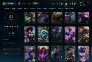 Platina 3 com TODOS os Champs e 53 Skins ( TOP / JG / MID ) - League of Legends LOL