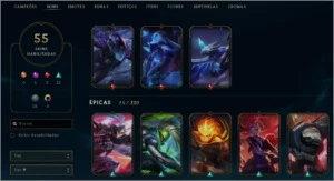 conta antiga de lol 55 skin, 121 campeão - League of Legends