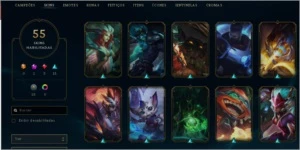conta antiga de lol 55 skin, 121 campeão - League of Legends