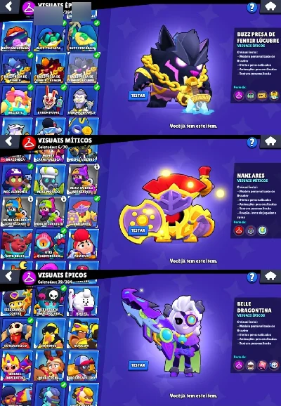 Conta Brawl Stars | SIRIUS + KAZE 90 brawlers