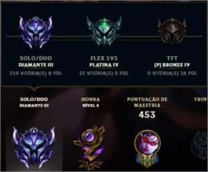 Conta diamante 4 league of legends e valorant ex diamante LOL