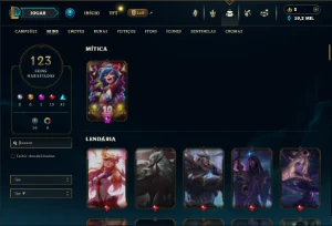 Platina 4 com TODOS os champs e 123 Skins ( MID / TOP / JG ) - League of Legends LOL