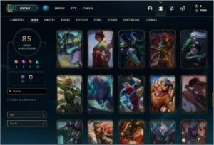 Conta bronze 1 com 105 champs e 85 skins - League of Legends LOL