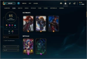 Conta bronze 1 com 105 champs e 85 skins - League of Legends LOL