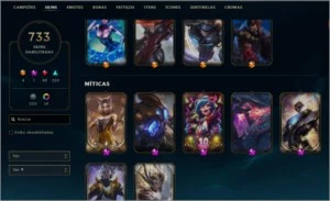 Conta League of Legends com 691 Skins LOL