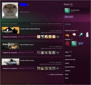 conta antiga de csgo, medalha de 5 e 10 anos de serviço - Counter Strike