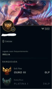 Conta de League of Legends Platina I LOL