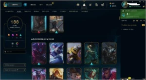 CONTA PLATINA 188 SKINS 29 CROMAS FALTA 7 CHAMP - League of Legends LOL