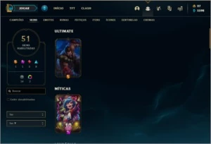 Conta platina 2 MAIN JG / ADC com 51 skins e 78 champs - League of Legends LOL