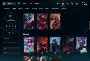 Conta platina 2 MAIN JG / ADC com 51 skins e 78 champs - League of Legends LOL