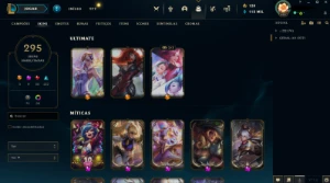 Conta LoL 295 skins todos campeões + faca val. - League of Legends